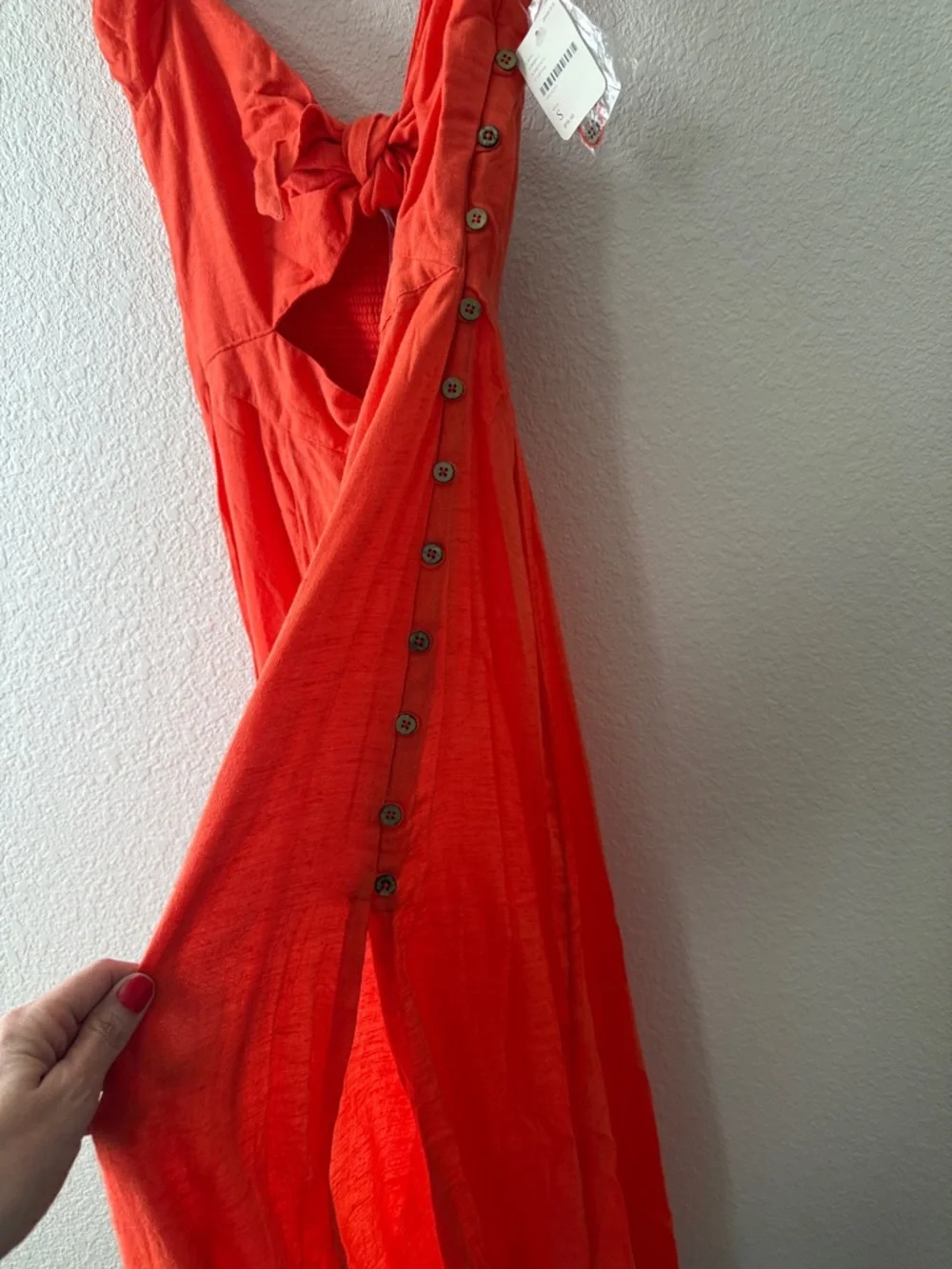 Free People Women’s Red front tie Summer Dress - Picture 3 of 5